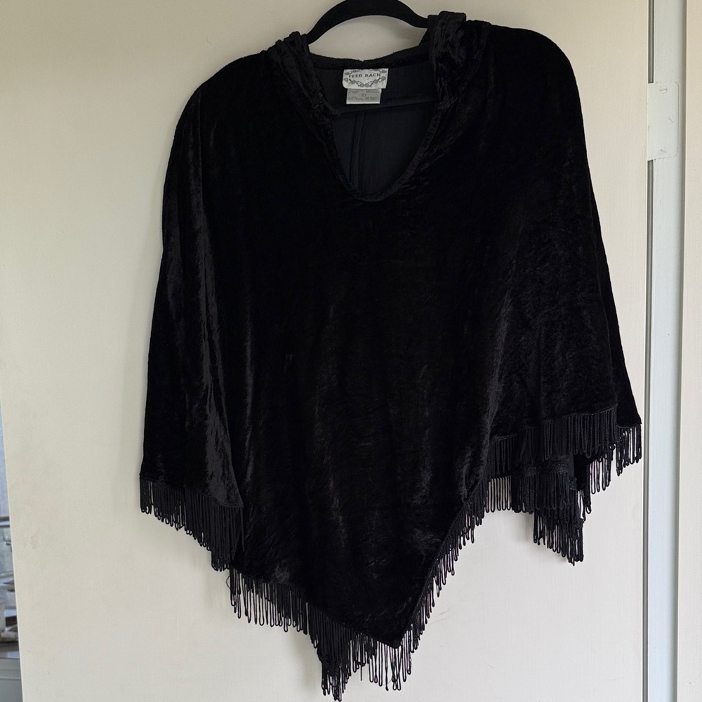 Aravon Black Velvet Cape with Fringe